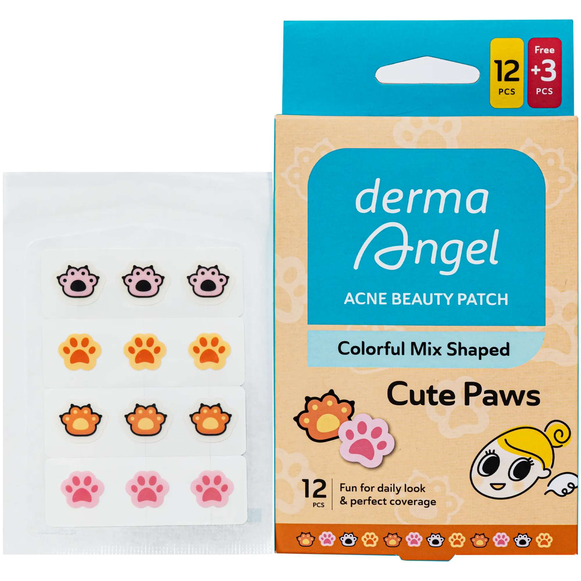 Hình ảnh Miếng Dán Mụn Derma Angel Acne Beauty Patch Cute Paws 12+3 Miếng
