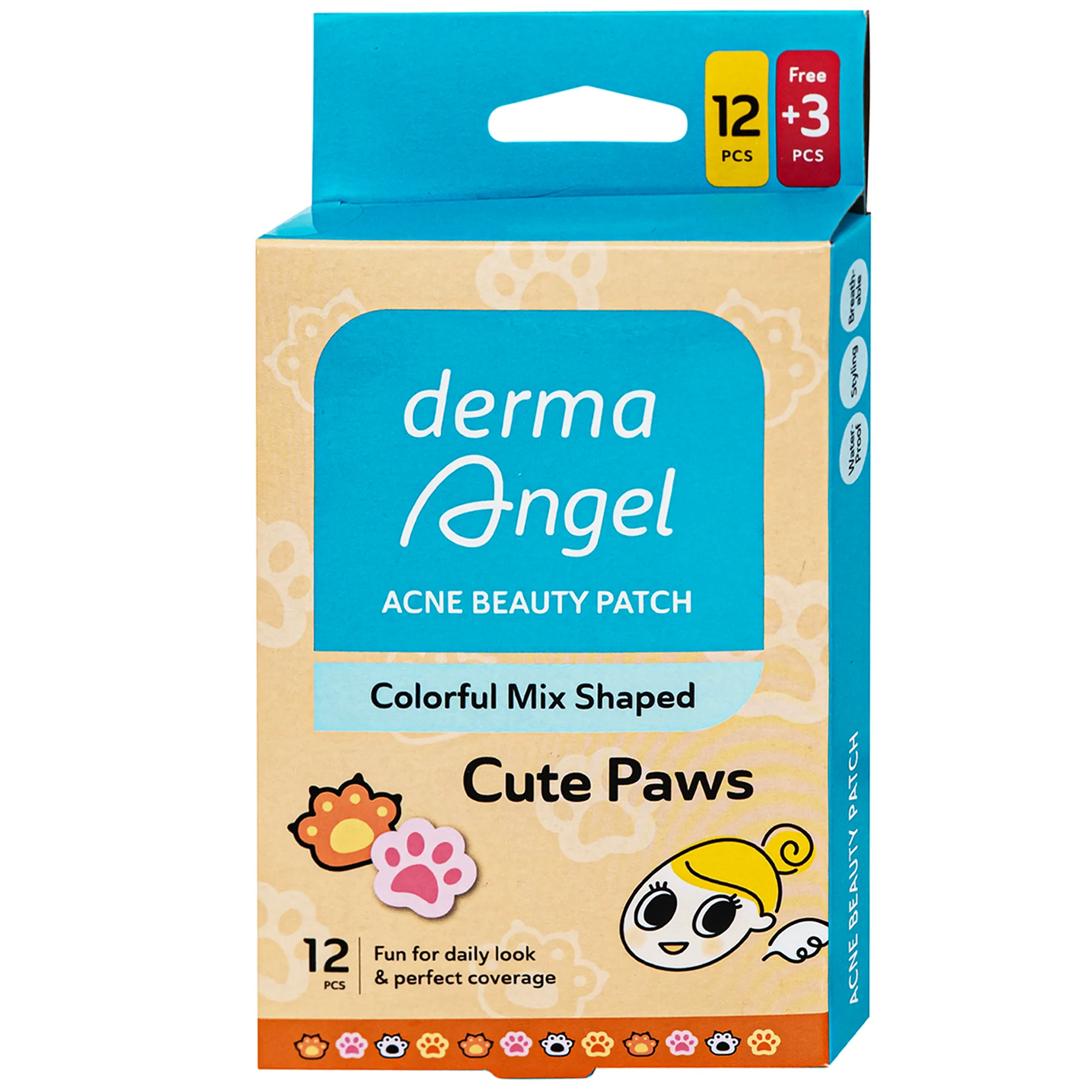 Hình ảnh Miếng Dán Mụn Derma Angel Acne Beauty Patch Cute Paws 12+3 Miếng