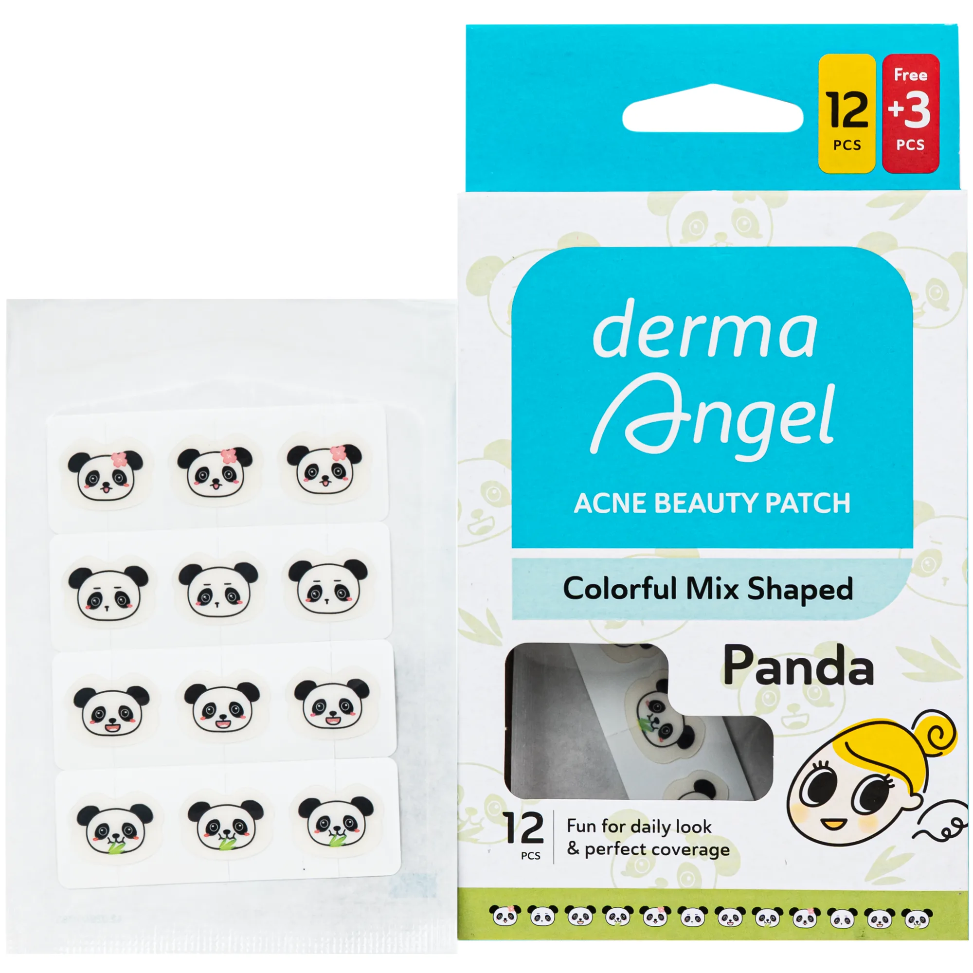 Hình ảnh Miếng Dán Mụn Derma Angel Acne Beauty Patch Hình Gấu Panda 12+3 Miếng