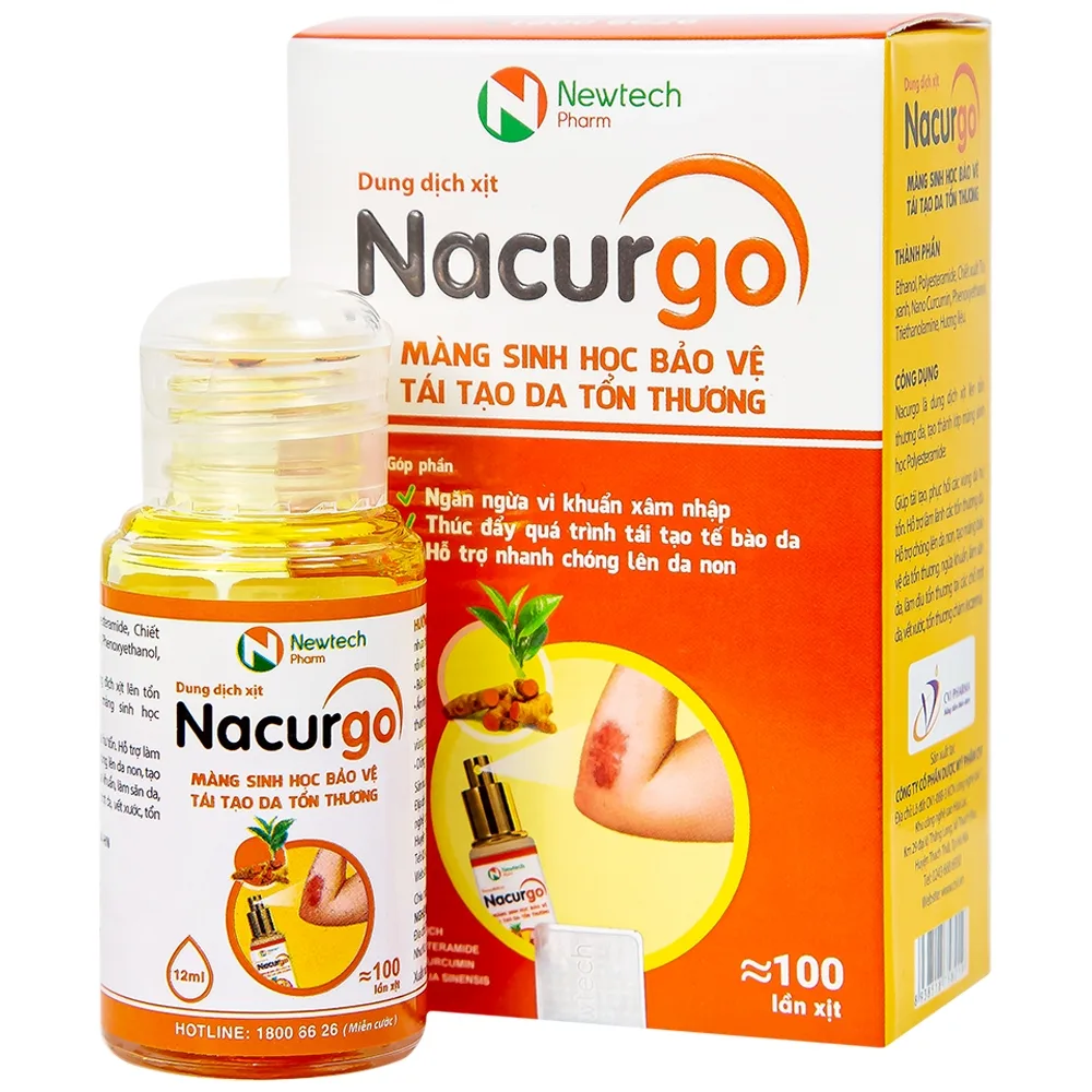Hình ảnh Dung dịch xịt Nacurgo màng sinh học bảo vệ, tái tạo da tổn thương (100 lần xịt)