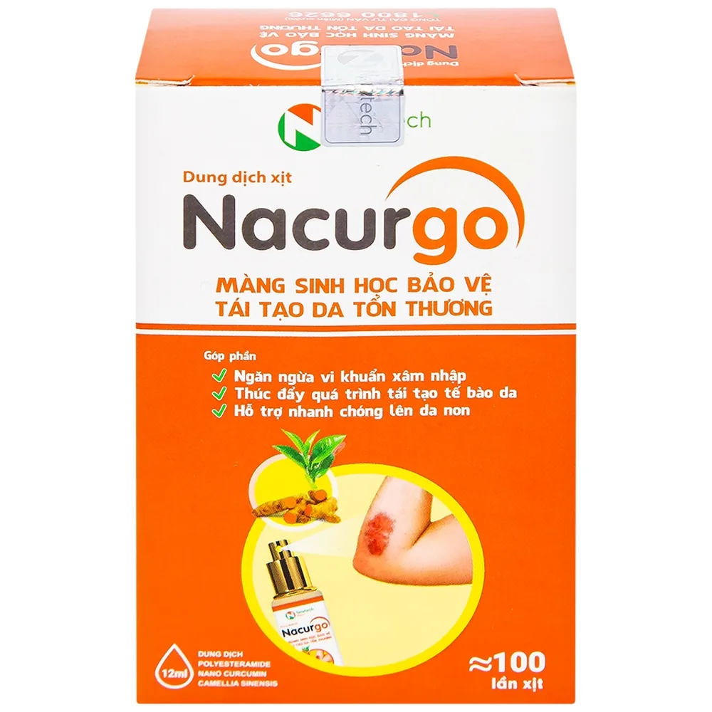 Hình ảnh Dung dịch xịt Nacurgo màng sinh học bảo vệ, tái tạo da tổn thương (100 lần xịt)