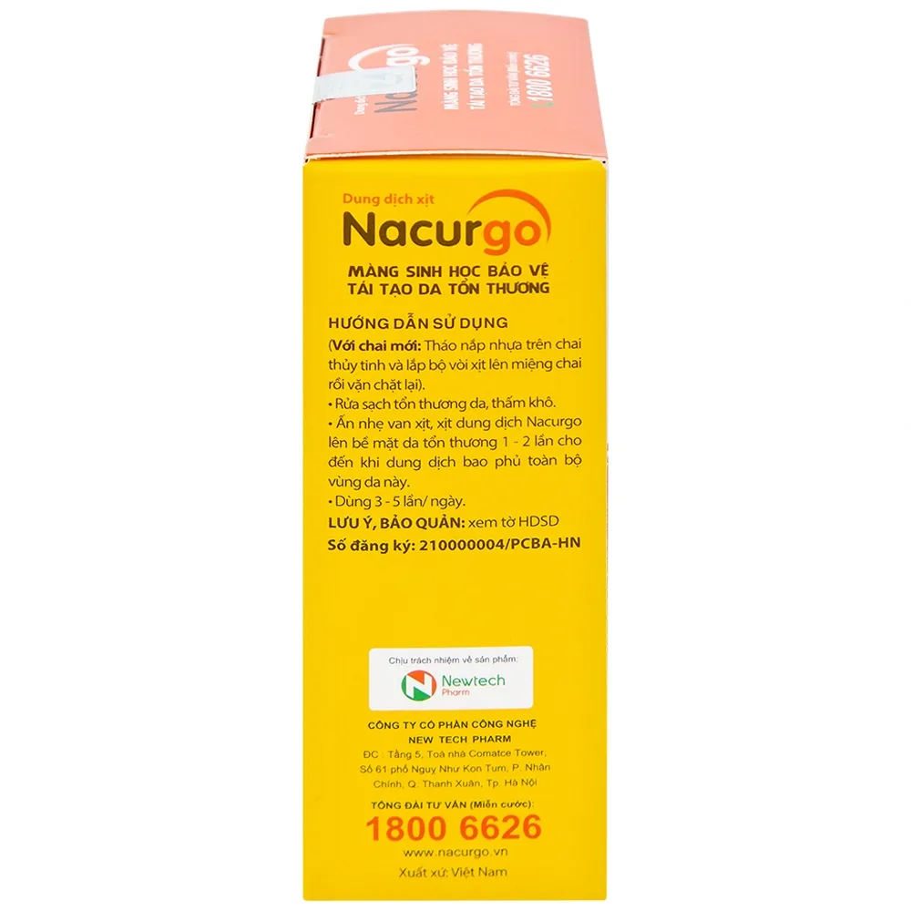 Hình ảnh Dung dịch xịt Nacurgo màng sinh học bảo vệ, tái tạo da tổn thương (100 lần xịt)