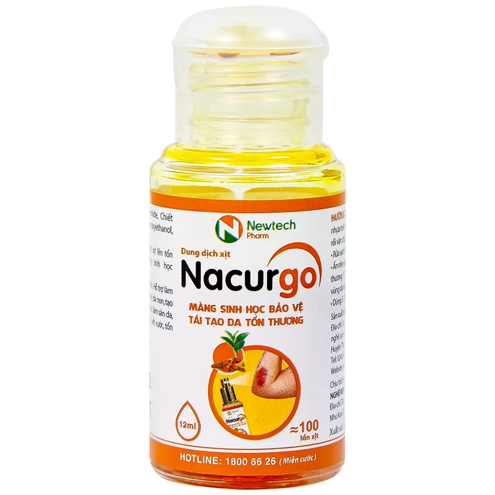 Hình ảnh Dung dịch xịt Nacurgo màng sinh học bảo vệ, tái tạo da tổn thương (100 lần xịt)