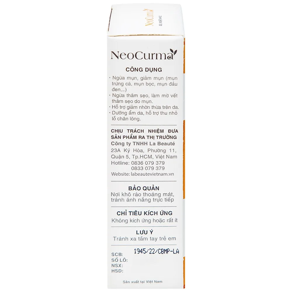 Hình ảnh Gel Nghệ Nano NeoCurma ngừa mụn, ngừa sẹo, mờ vết thâm (20g)
