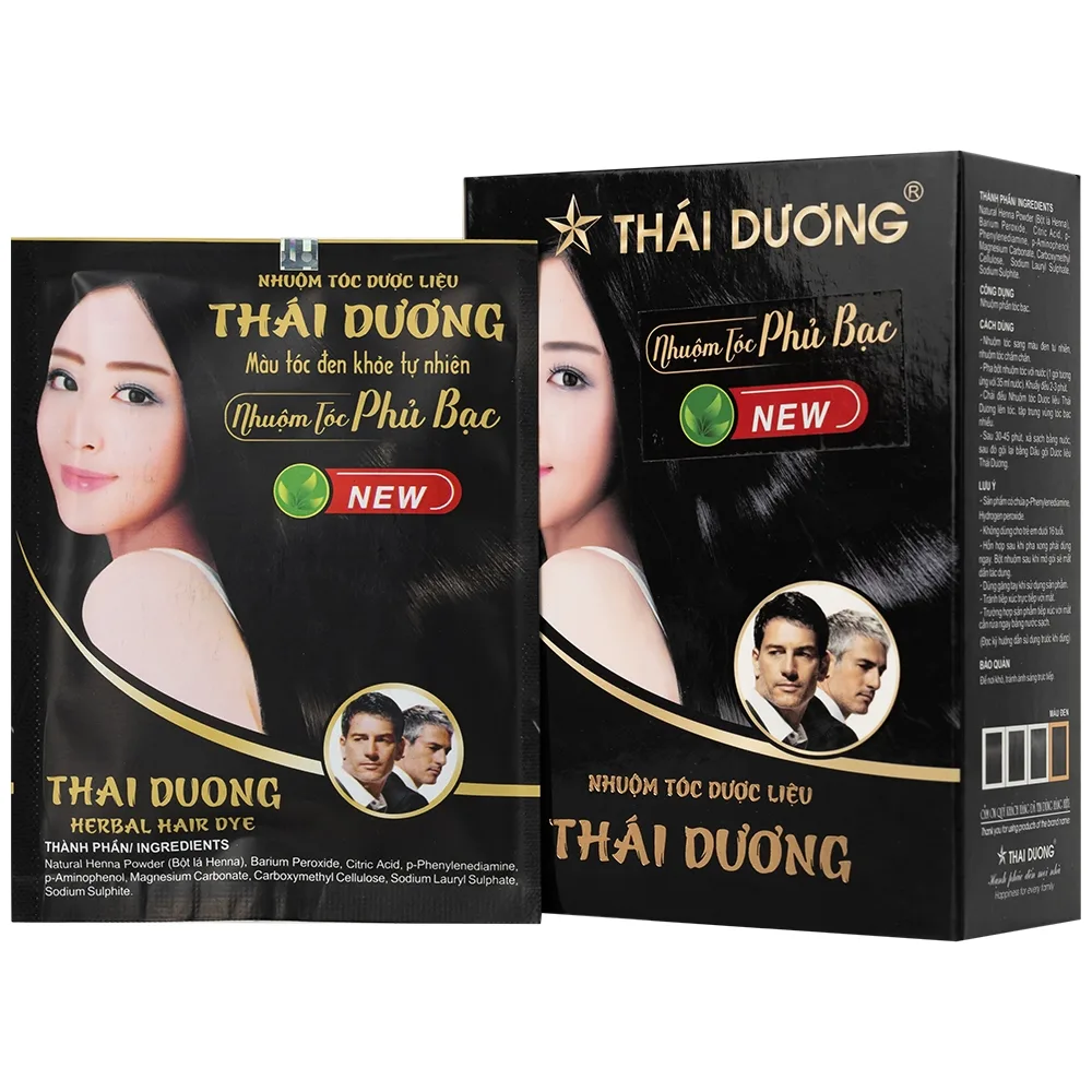 Hình ảnh Nhuộm tóc dược liệu Thái Dương nhuộm phần tóc bạc (5 gói)