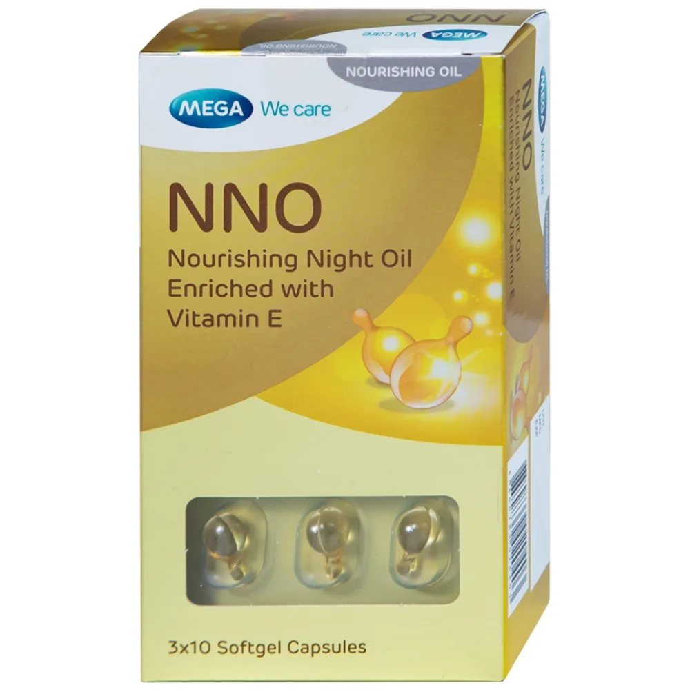 Hình ảnh Dầu dưỡng da ban đêm NNO Nourishing Night Oil MEGA We care giữ ẩm, ngừa vết nhăn, đốm nâu (3 vỉ x 10 viên)