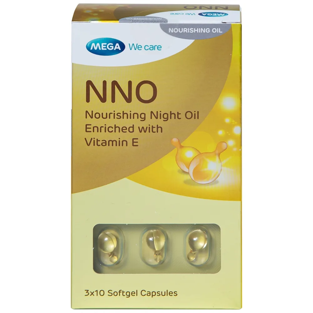 Hình ảnh Dầu dưỡng da ban đêm NNO Nourishing Night Oil MEGA We care giữ ẩm, ngừa vết nhăn, đốm nâu (3 vỉ x 10 viên)