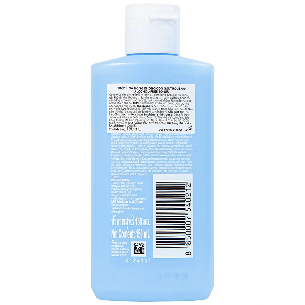 Hình ảnh Nước hoa hồng không cồn Neutrogena Alcohol-Free Toner Johnson And Johnson làm sạch da (150ml) 