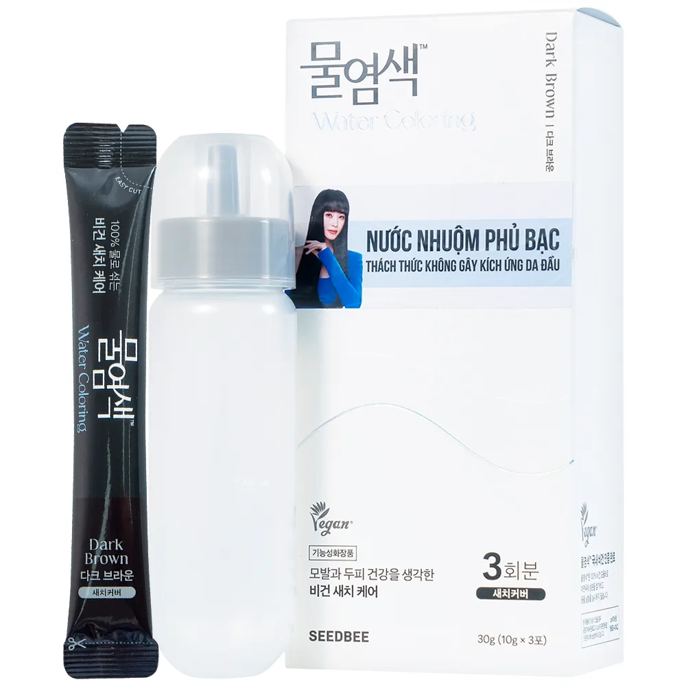 Hình ảnh Nước nhuộm phủ bạc - nâu đen Seedbee Water Coloring Dark Brown Nbiyan (30g)