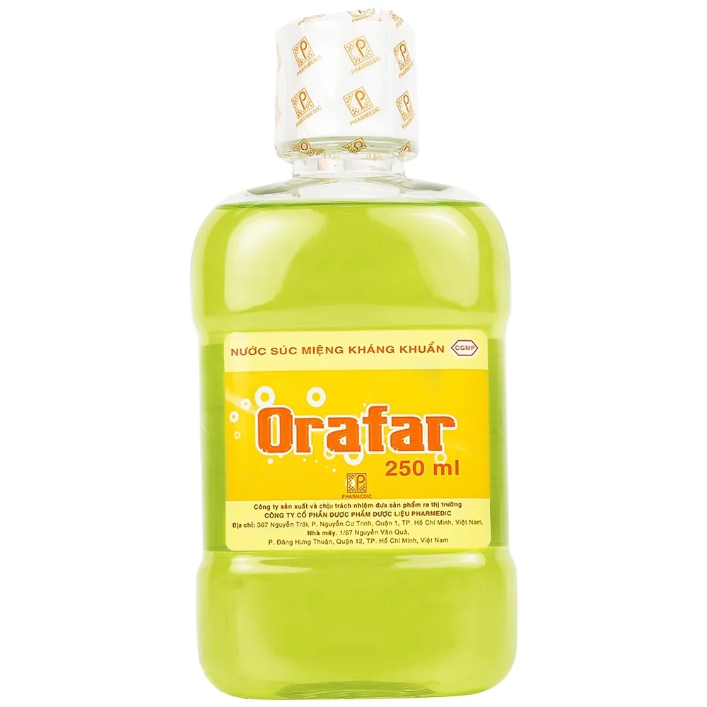Hình ảnh Nước súc miệng kháng khuẩn Pharmedic Orafar vệ sinh răng miệng, ngừa sâu răng (250ml)