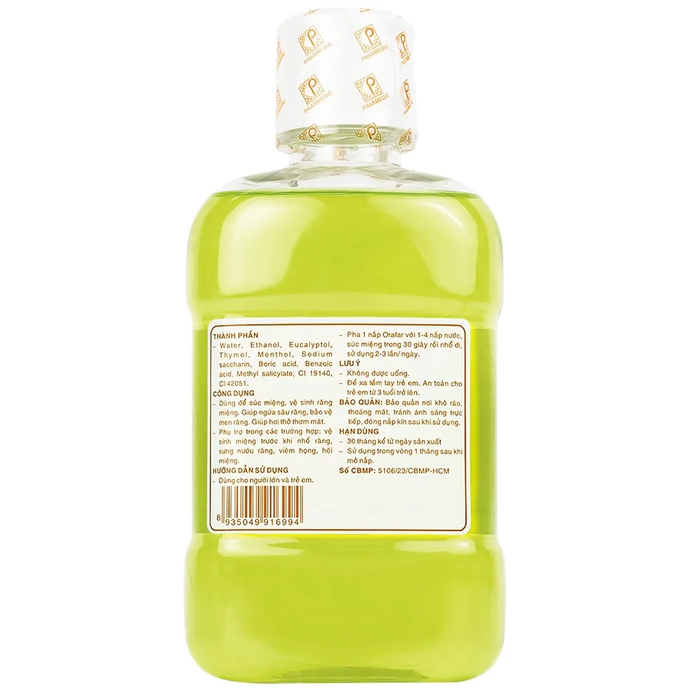 Hình ảnh Nước súc miệng kháng khuẩn Pharmedic Orafar vệ sinh răng miệng, ngừa sâu răng (250ml)
