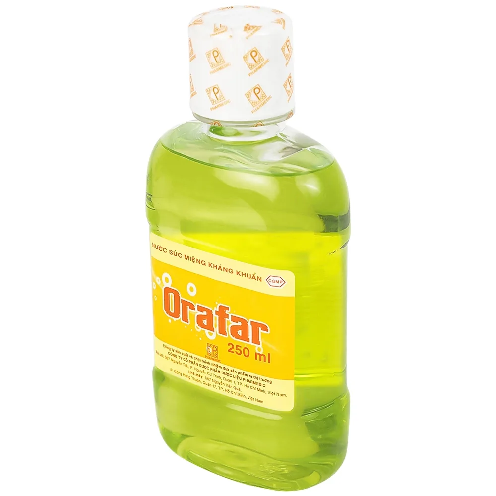 Hình ảnh Nước súc miệng kháng khuẩn Pharmedic Orafar vệ sinh răng miệng, ngừa sâu răng (250ml)