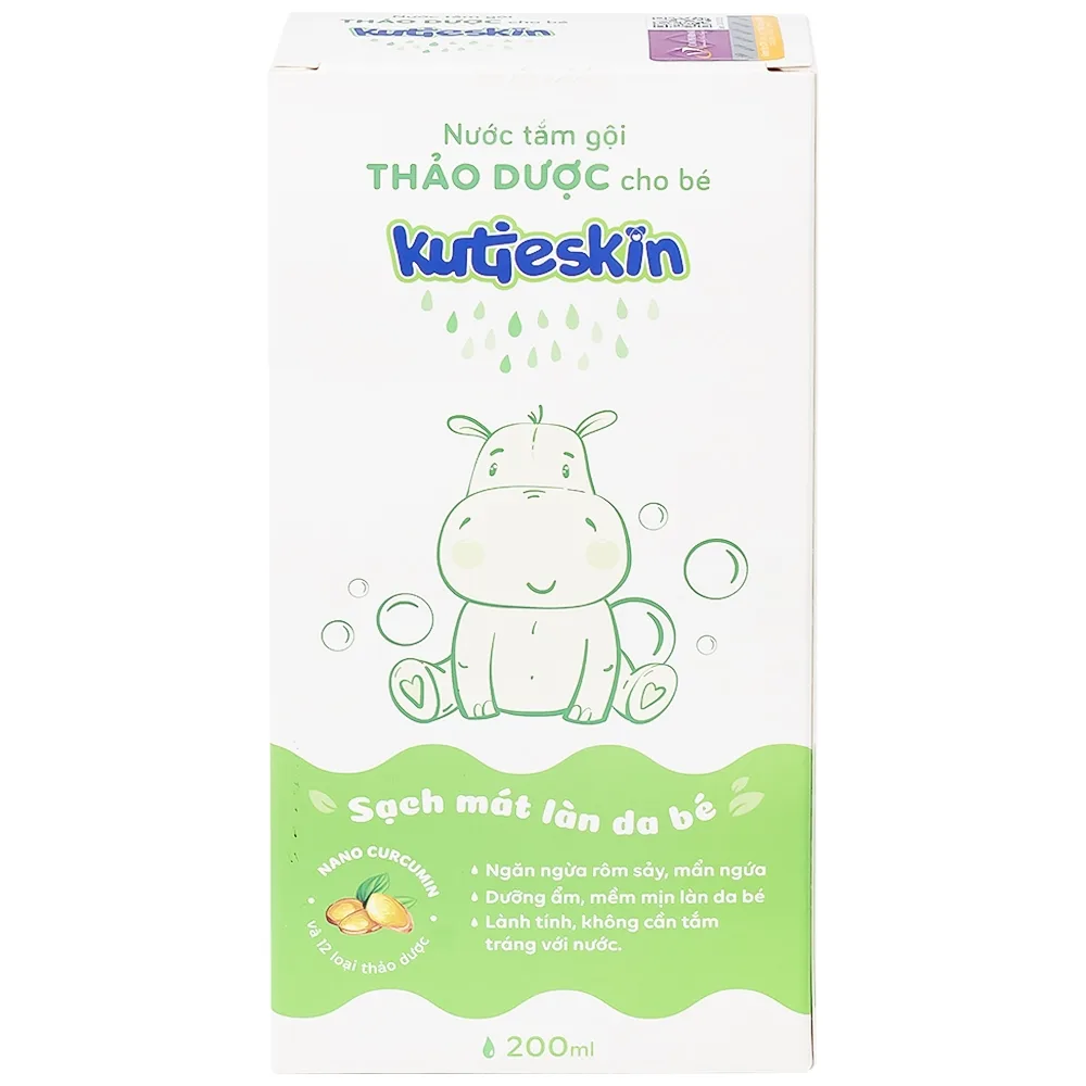 Hình ảnh Nước tắm gội Thảo Dược cho bé Kutieskin ngăn ngừa rôm sảy, mẩn ngứa, giúp dưỡng ẩm da bé (200ml)