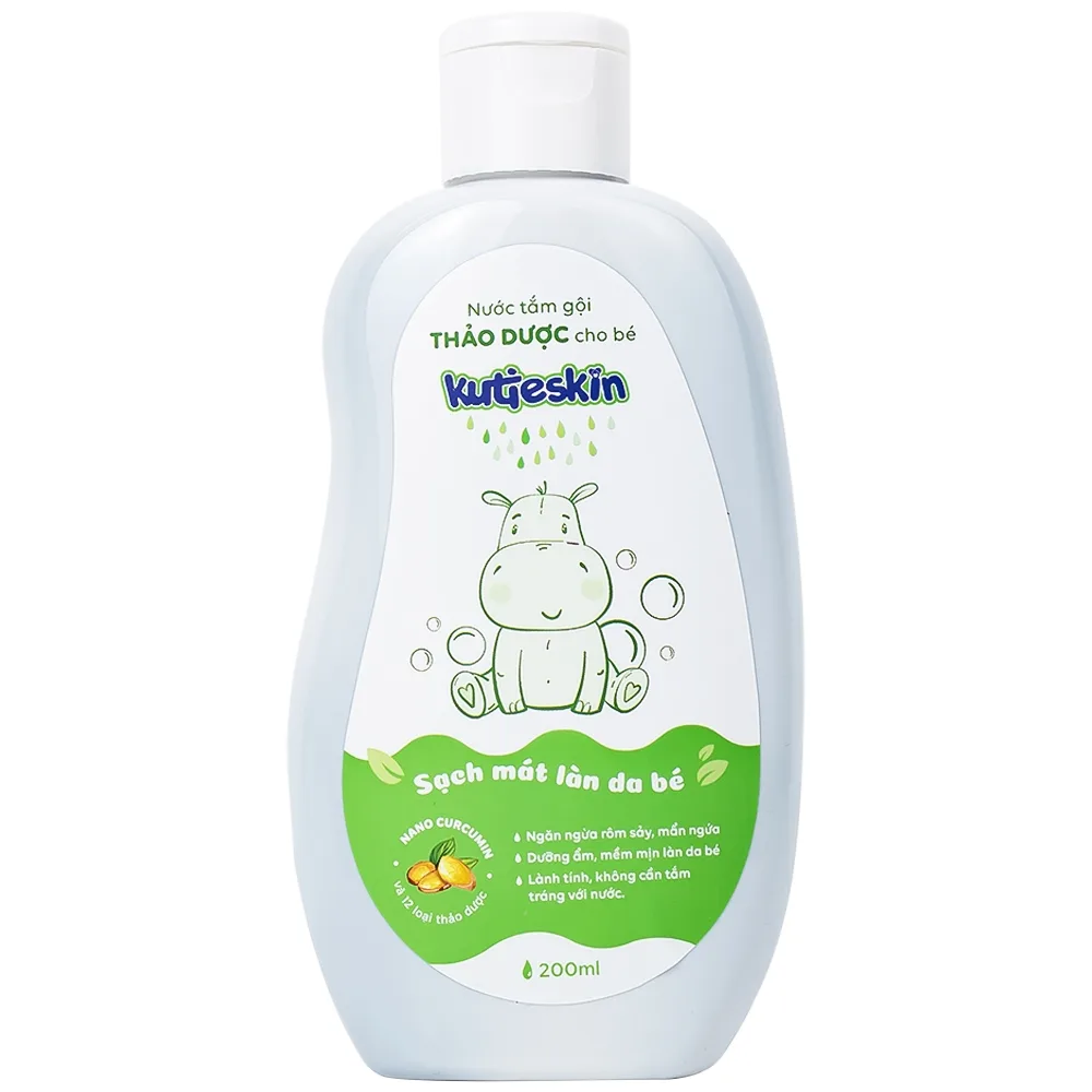 Hình ảnh Nước tắm gội Thảo Dược cho bé Kutieskin ngăn ngừa rôm sảy, mẩn ngứa, giúp dưỡng ẩm da bé (200ml)