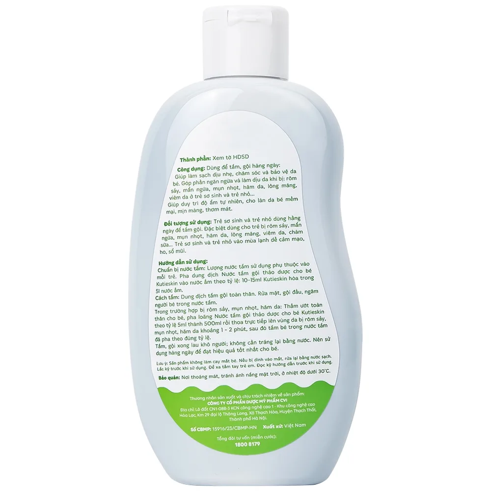 Hình ảnh Nước tắm gội Thảo Dược cho bé Kutieskin ngăn ngừa rôm sảy, mẩn ngứa, giúp dưỡng ẩm da bé (200ml)