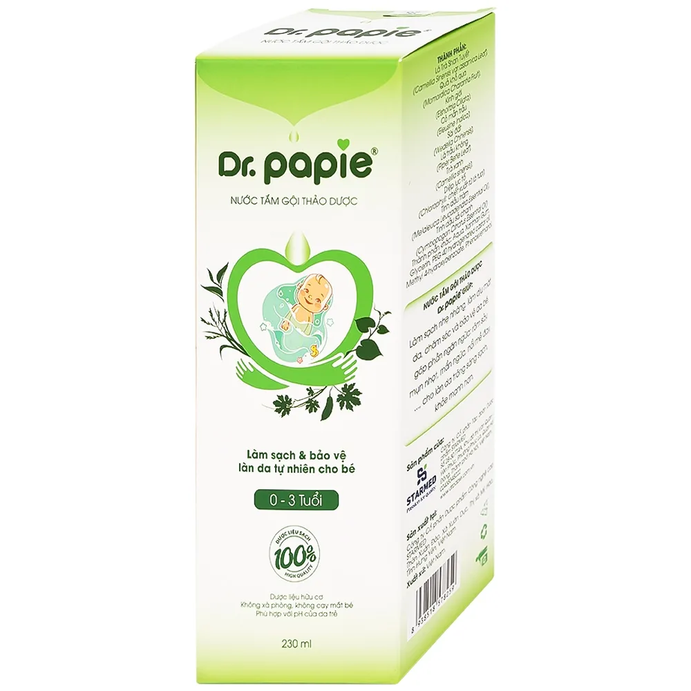 Hình ảnh Nước tắm gội thảo dược Dr.Papie Starmed làm sạch, làm dịu mát da, chăm sóc và bảo vệ da bé (230ml)