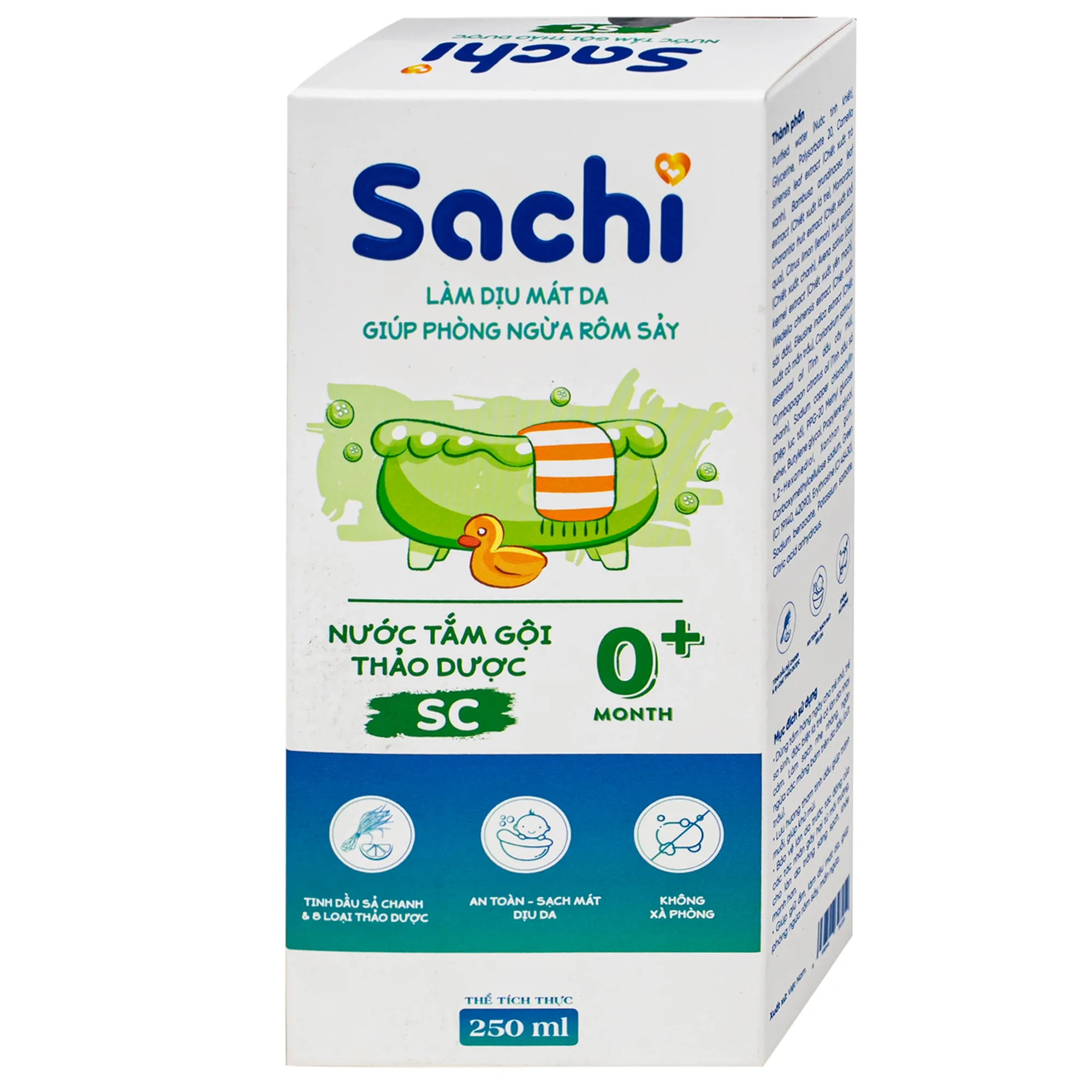 Hình ảnh Nước tắm gội thảo dược cho bé Sachi SC (Sả chanh) 250ml - Giúp tránh muỗi, ngừa rôm sảy và mảng bám da đầu