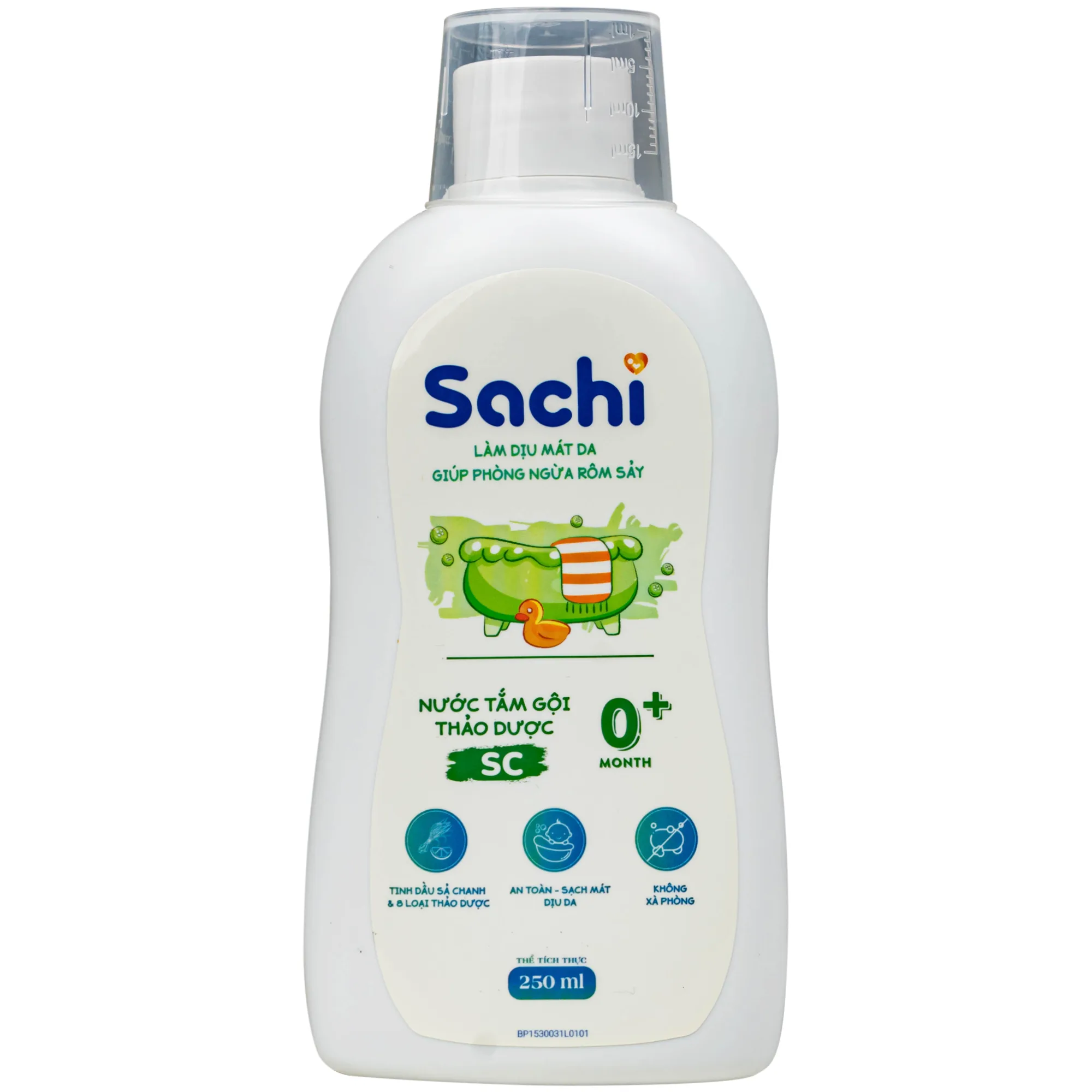 Hình ảnh Nước tắm gội thảo dược cho bé Sachi SC (Sả chanh) 250ml - Giúp tránh muỗi, ngừa rôm sảy và mảng bám da đầu