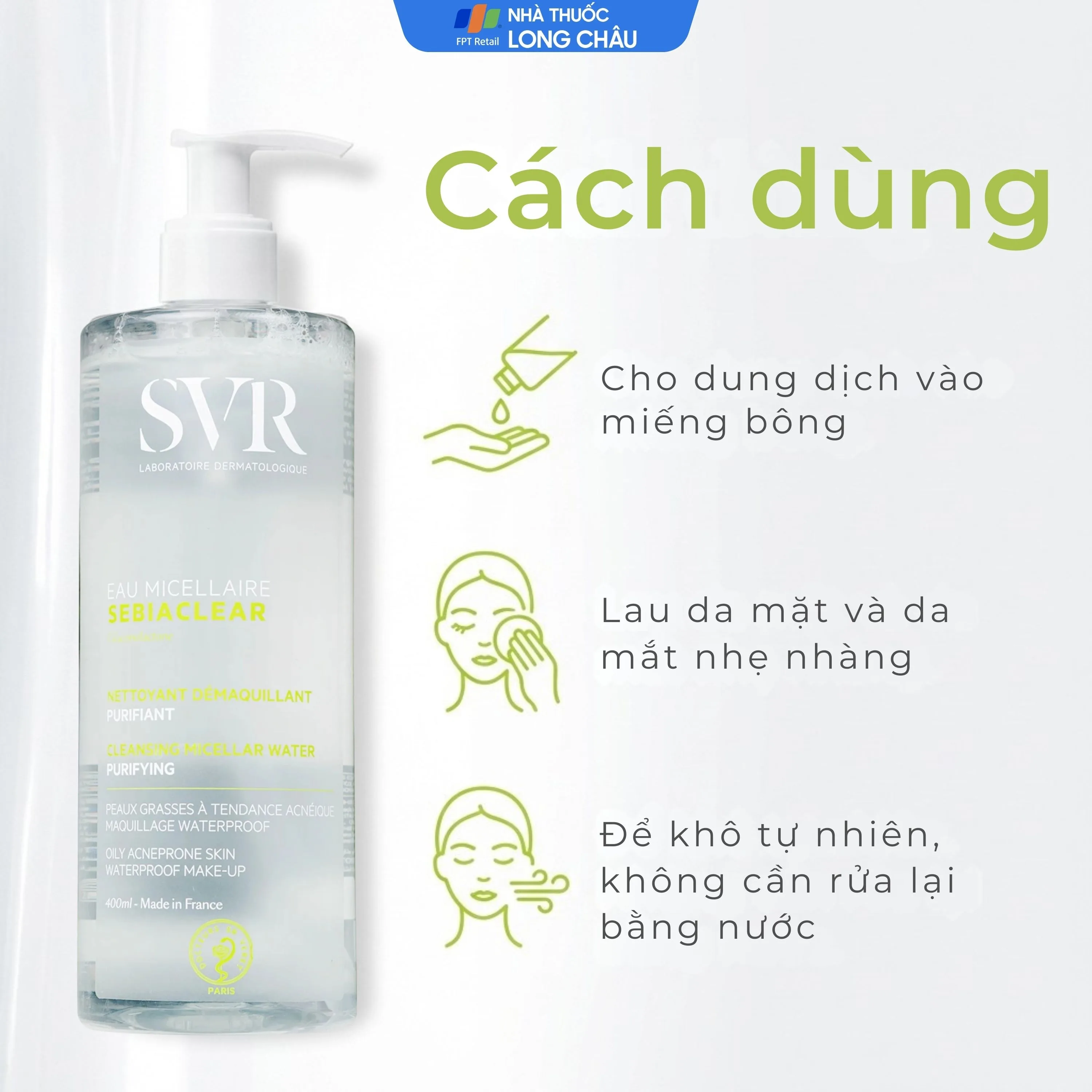 Hình ảnh Nước tẩy trang SVR Eau Micellaire Sebiaclear 400ml làm sạch da và tẩy trang lớp trang điểm dành cho da dầu mụn