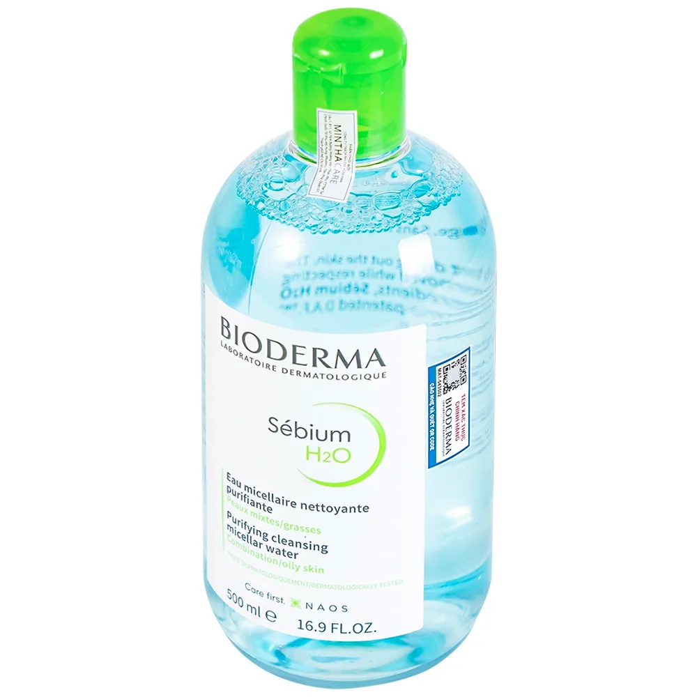 Hình ảnh Dung dịch Bioderma Sebium H2O dạng hạt mixen (micelle) dùng tẩy trang dành cho da hỗn hợp, da dầu (500ml)
