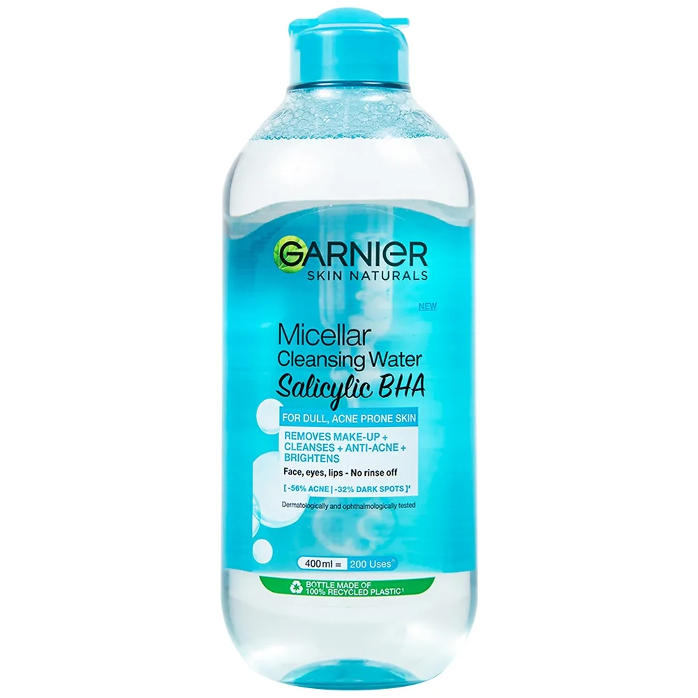 Hình ảnh Nước tẩy trang Garnier Skin Naturals Micellar Cleansing Water Salicylic BHA dành cho da dầu và mụn (400ml)