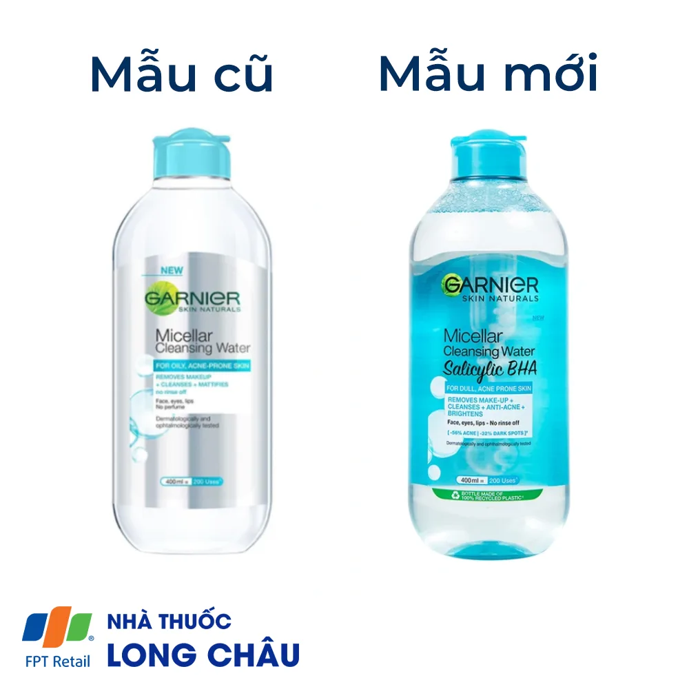 Hình ảnh Nước tẩy trang Garnier Skin Naturals Micellar Cleansing Water Salicylic BHA dành cho da dầu và mụn (400ml)