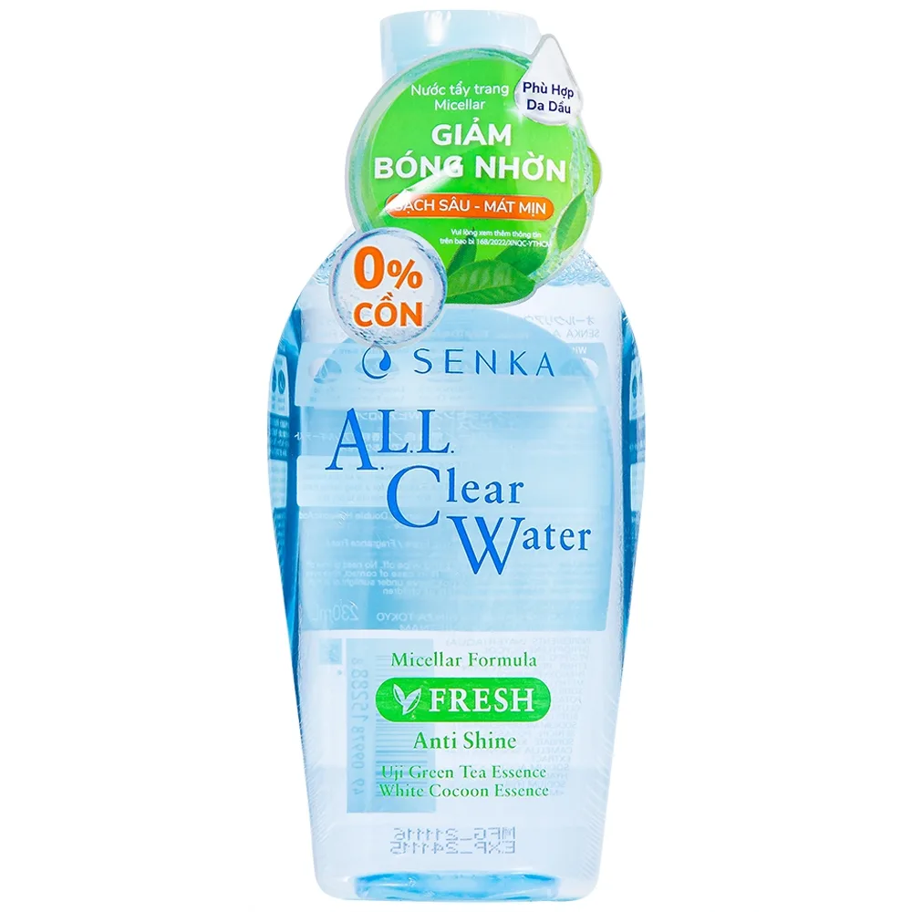 Hình ảnh Nước tẩy trang Micellar All Clear Water Fresh Senka giúp làm sạch lớp trang điểm khó trôi, bụi bẩn, bã nhờn (230ml)