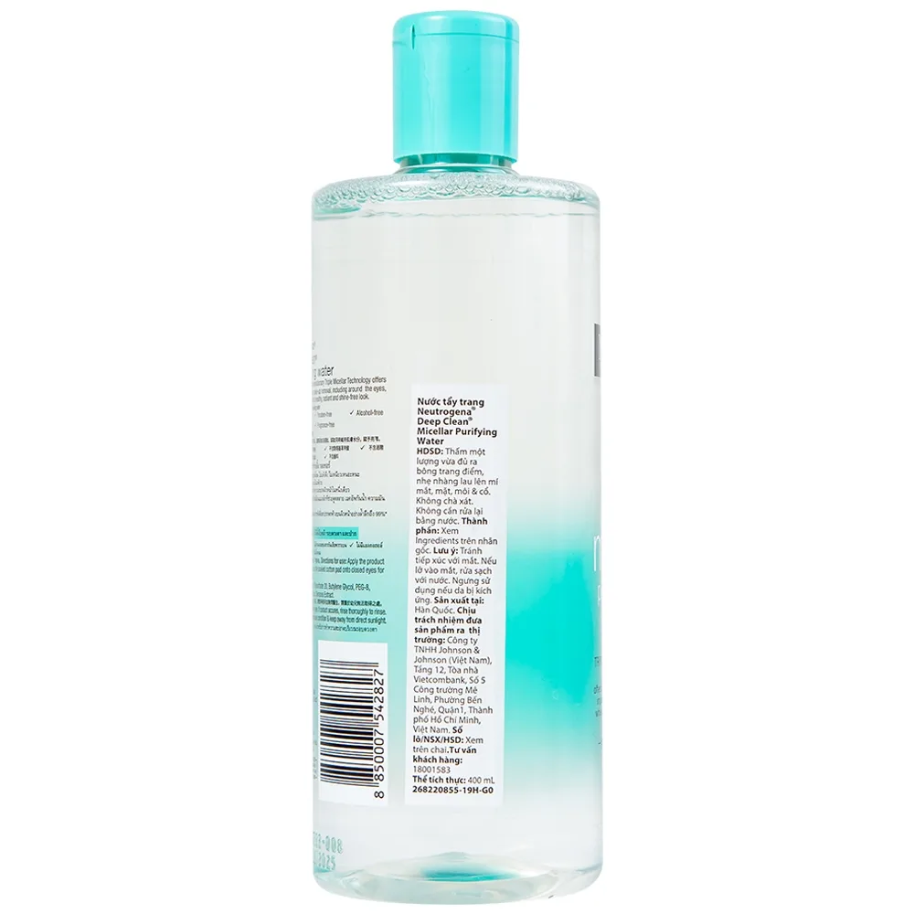 Hình ảnh Nước tẩy trang Neutrogena Deep Clean Micellar Purifying Water Johnson And Johnson (400ml)