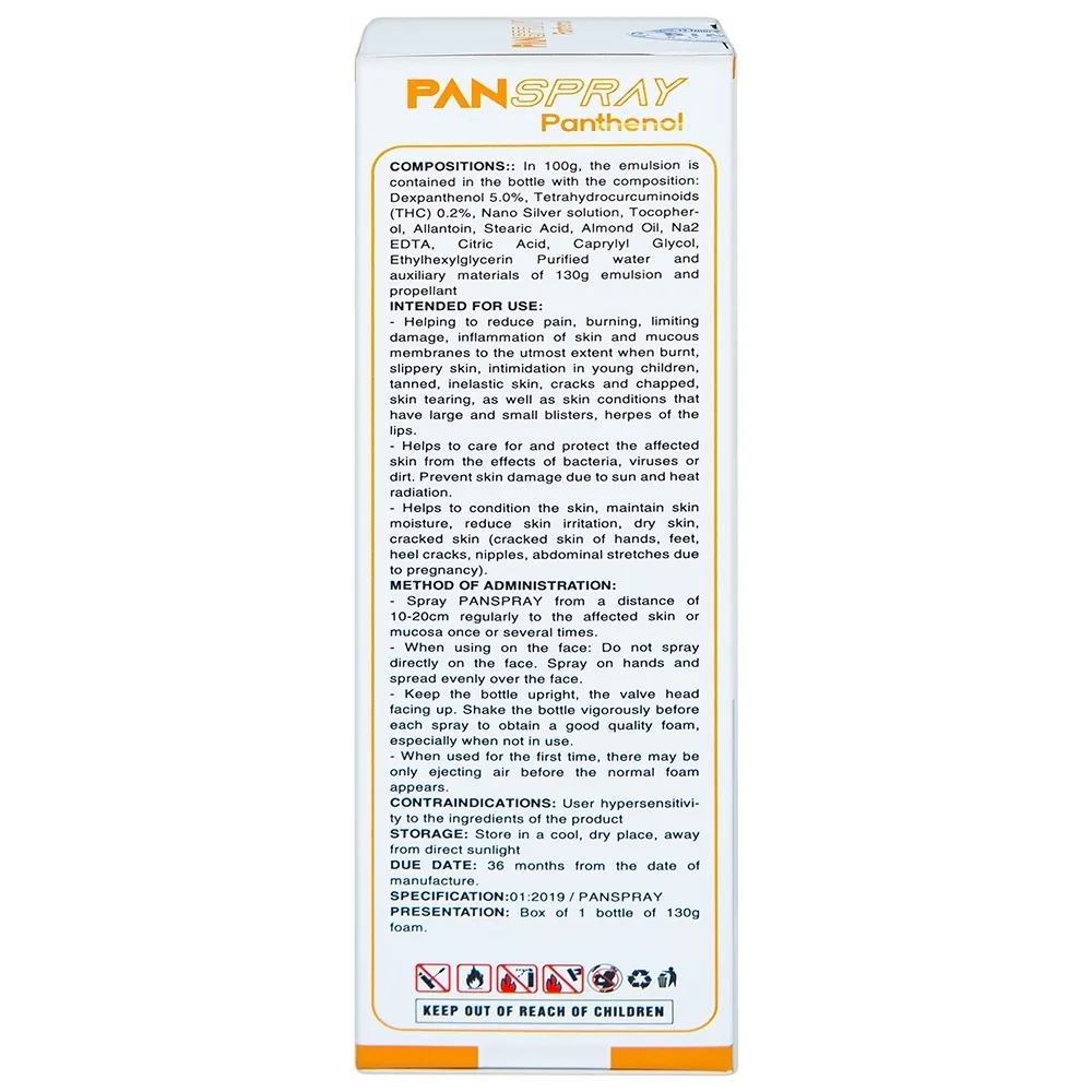 Hình ảnh Xịt PanSpray Panthenol hỗ trợ giảm đau, rát, hạn chế tổn thương, viêm nhiễm da (130g)