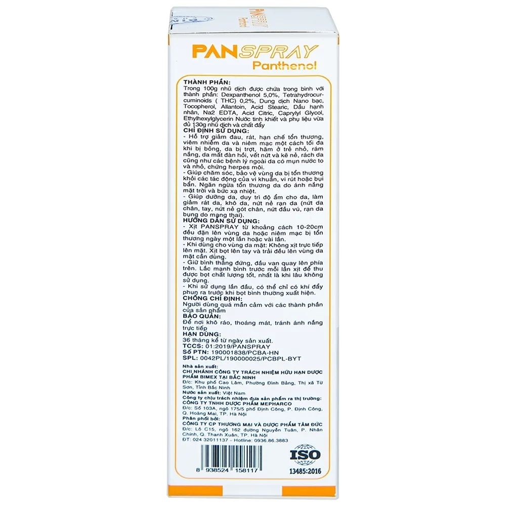 Hình ảnh Xịt PanSpray Panthenol hỗ trợ giảm đau, rát, hạn chế tổn thương, viêm nhiễm da (130g)
