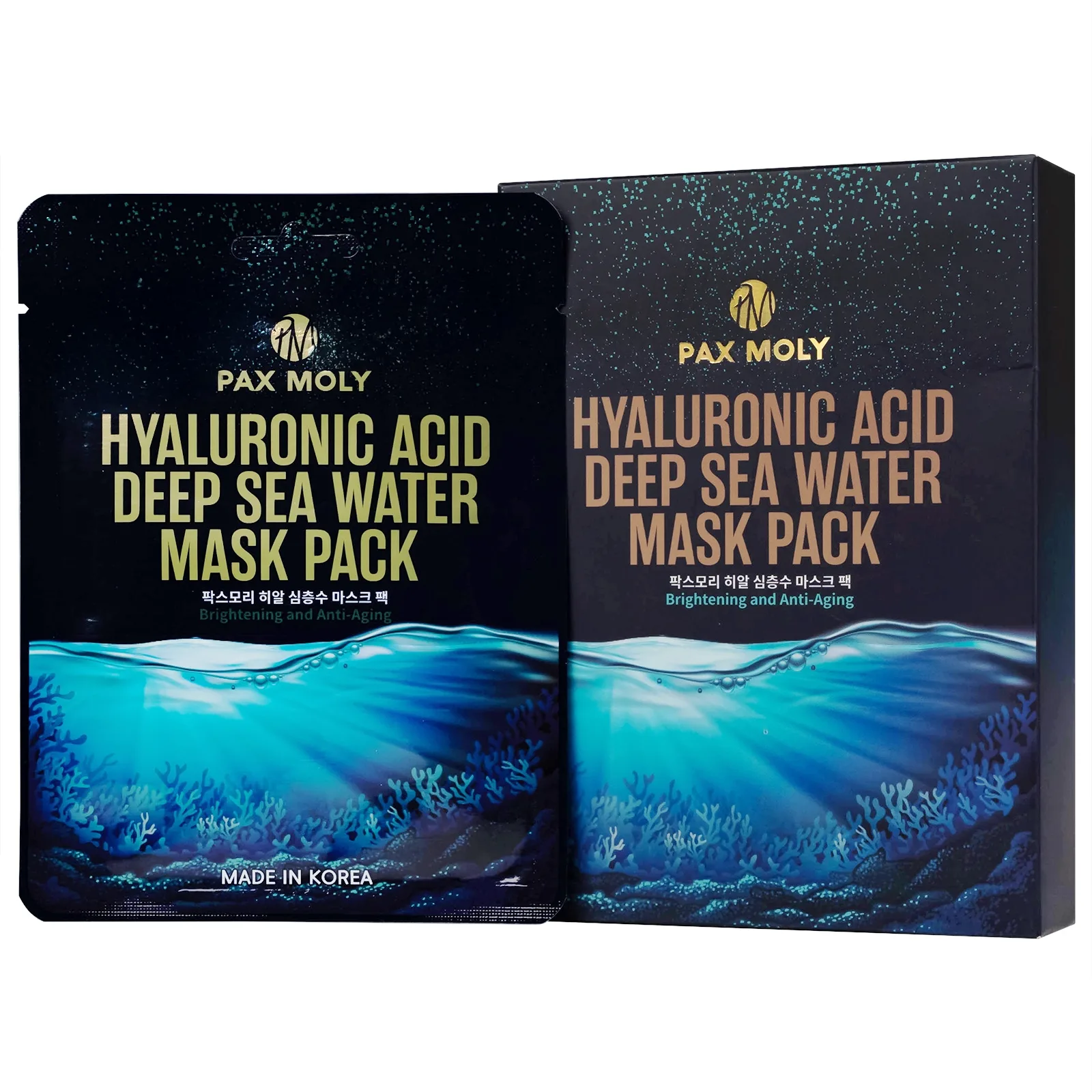 Hình ảnh Mặt nạ Pax Moly Hyaluronic Acid Deep Sea Water Mask Pack (Blue) giúp da mềm mịn, dưỡng ẩm da (10 miếng)