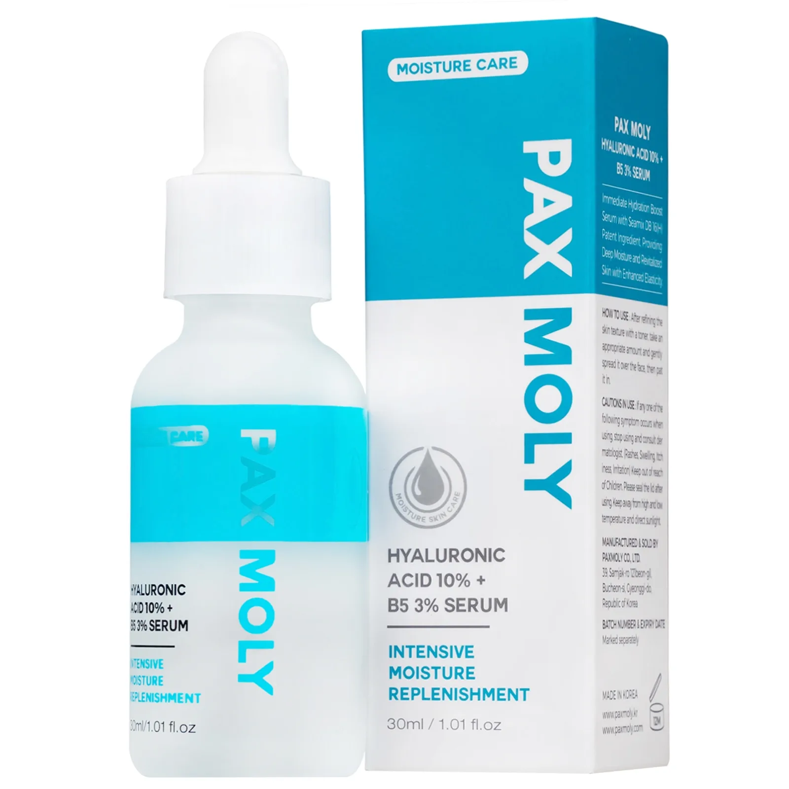 Hình ảnh Serum Pax Moly Moisture Hyaluronic Acid 10% + B5 3% (Blue) giúp da mềm mịn, dưỡng ẩm, làm sáng da (30ml)