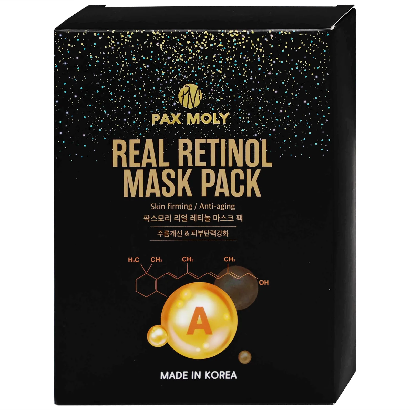 Hình ảnh Mặt nạ Pax Moly Real Retinol Mask Pack 10 miếng (Black) giúp da mềm mịn, dưỡng ẩm, săn chắc