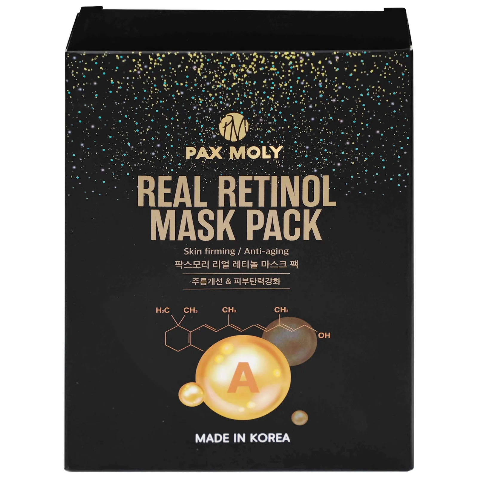 Hình ảnh Mặt nạ Pax Moly Real Retinol Mask Pack 10 miếng (Black) giúp da mềm mịn, dưỡng ẩm, săn chắc