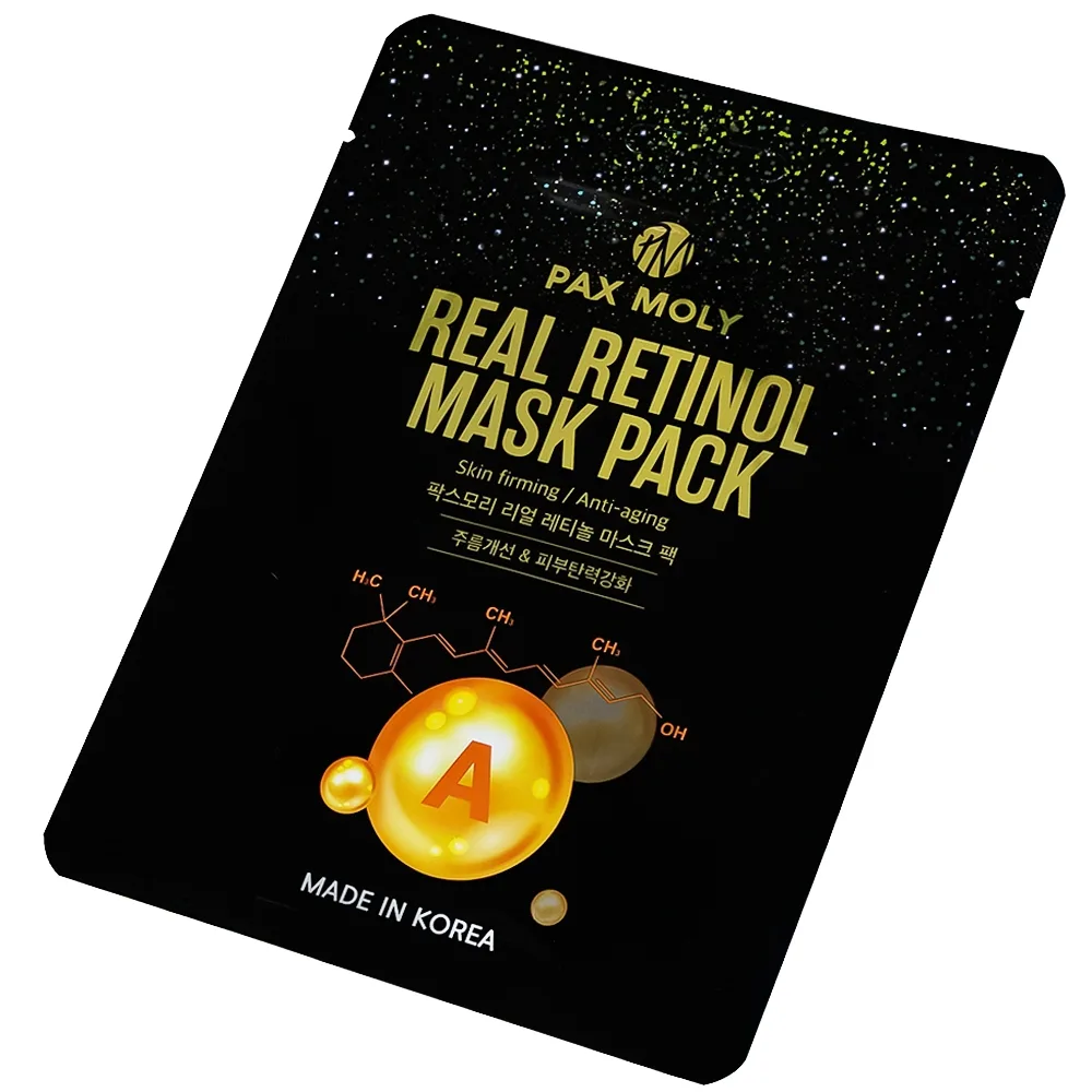 Hình ảnh Mặt nạ Pax Moly Real Retinol Mask Pack 10 miếng (Black) giúp da mềm mịn, dưỡng ẩm, săn chắc