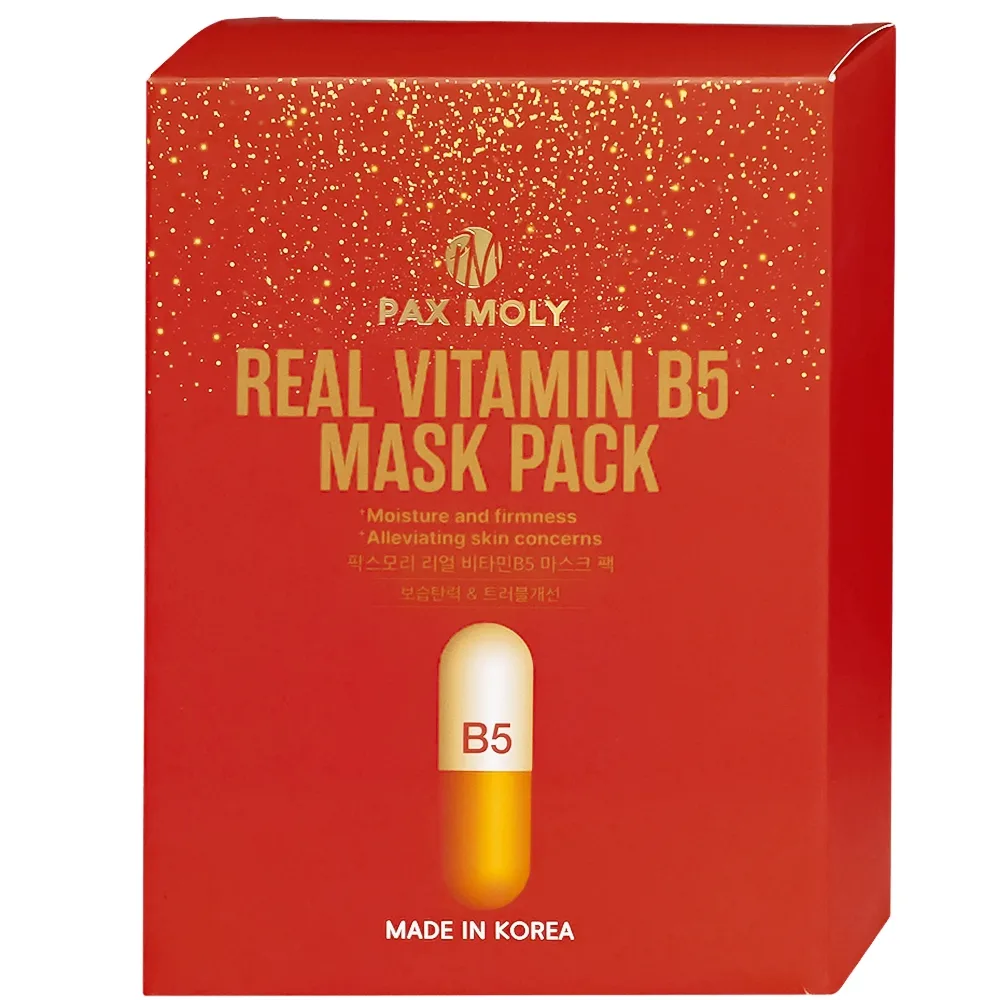 Hình ảnh Mặt nạ Pax Moly Real Vitamin B5 Mask Pack 10 miếng (Red) giúp da mềm mịn, giúp dưỡng ẩm da, làm dịu da