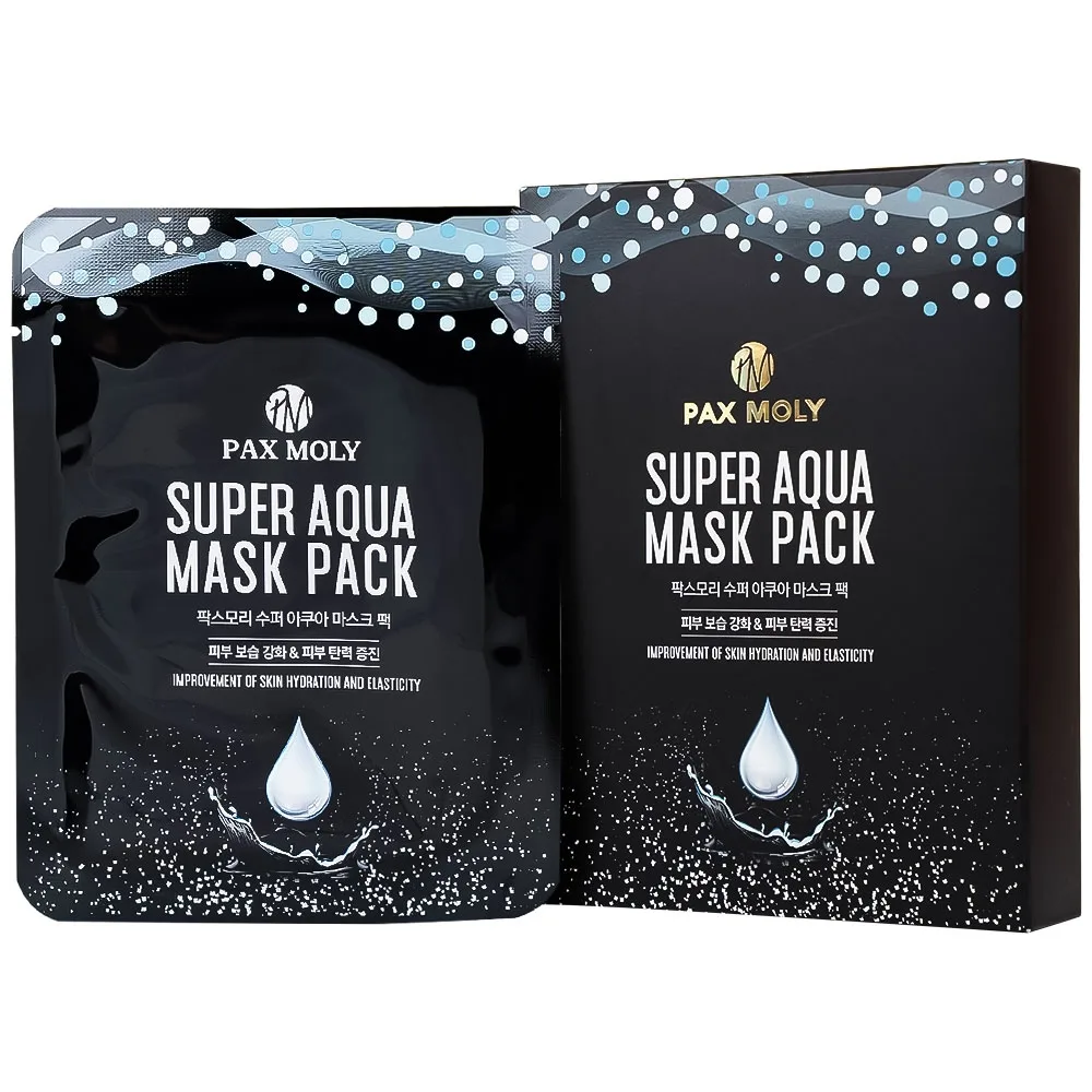 Hình ảnh Mặt nạ Pax Moly Super Aqua Mask Pack giúp da mềm mịn, giúp dưỡng ẩm da, làm sáng da (10 miếng)