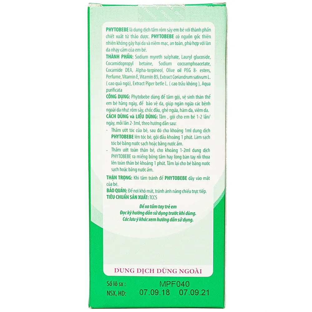 Hình ảnh Dung dịch tắm rôm sảy em bé Phyto BEBE Opodis Pharma kháng khuẩn, nấm (100ml)