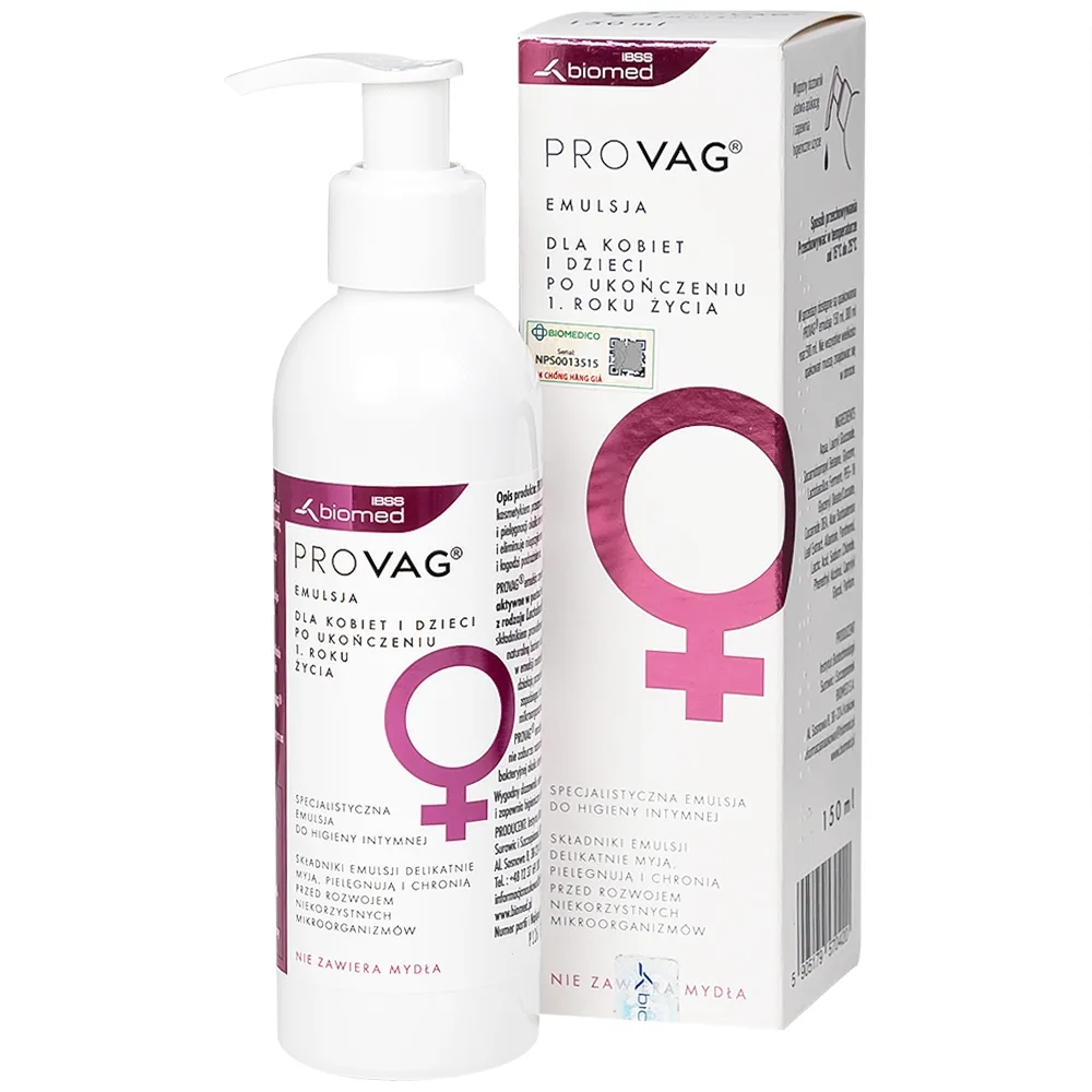 Hình ảnh Dung dịch vệ sinh phụ nữ hàng ngày Provag Emulsion 150ml Biomed làm sạch cơ quan sinh dục ngoài