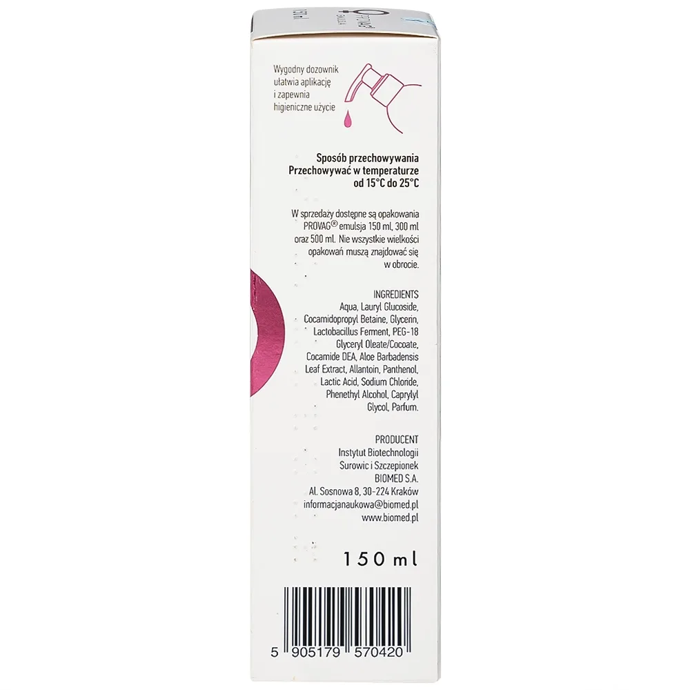 Hình ảnh Dung dịch vệ sinh phụ nữ hàng ngày Provag Emulsion 150ml Biomed làm sạch cơ quan sinh dục ngoài 