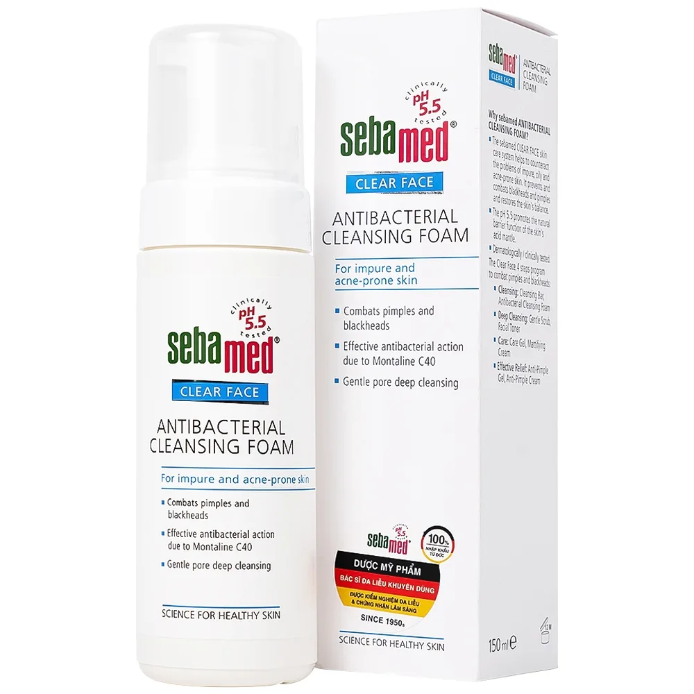 Hình ảnh Sữa rửa mặt Clear Face Antibacterial Cleansing Foam Sebamed giúp làm sạch bụi bẩn, bã nhờn và tế bào da chết (150ml)