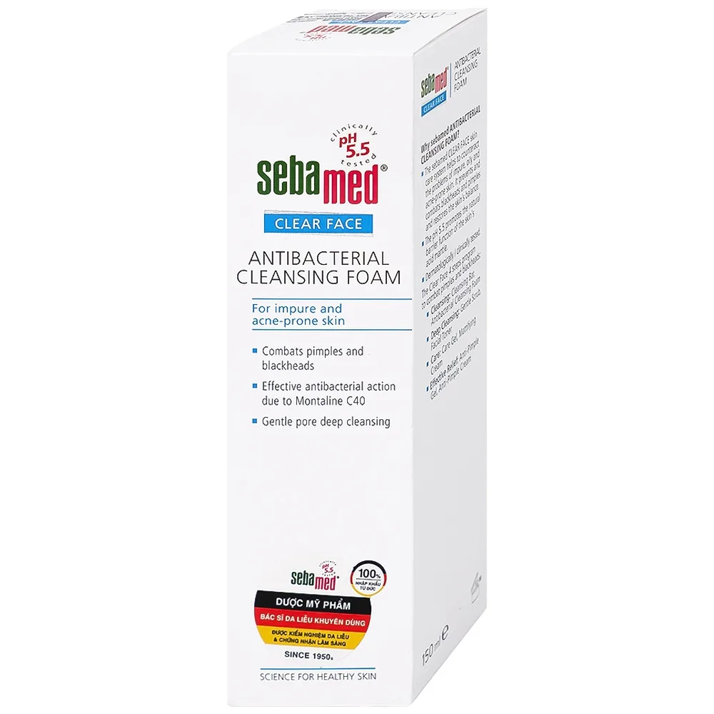 Hình ảnh Sữa rửa mặt Clear Face Antibacterial Cleansing Foam Sebamed giúp làm sạch bụi bẩn, bã nhờn và tế bào da chết (150ml)