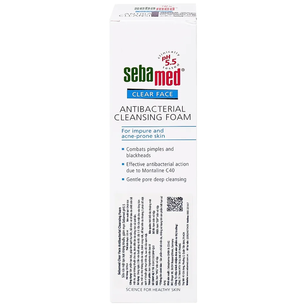 Hình ảnh Sữa rửa mặt Clear Face Antibacterial Cleansing Foam Sebamed giúp làm sạch bụi bẩn, bã nhờn và tế bào da chết (150ml)