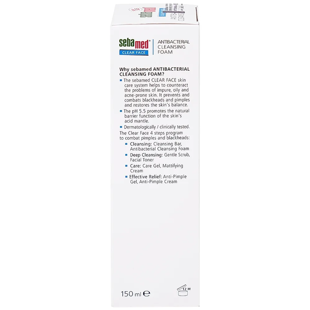 Hình ảnh Sữa rửa mặt Clear Face Antibacterial Cleansing Foam Sebamed giúp làm sạch bụi bẩn, bã nhờn và tế bào da chết (150ml)
