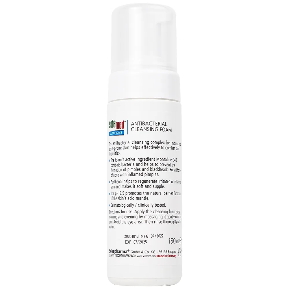 Hình ảnh Sữa rửa mặt Clear Face Antibacterial Cleansing Foam Sebamed giúp làm sạch bụi bẩn, bã nhờn và tế bào da chết (150ml)