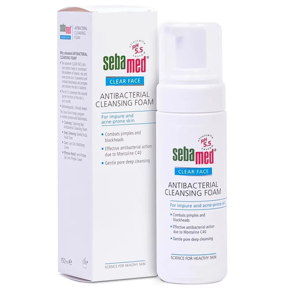 Hình ảnh Sữa rửa mặt Sebamed Clear Face Antibacterial Cleansing Foam kháng khuẩn, ngăn ngừa mụn (50ml)