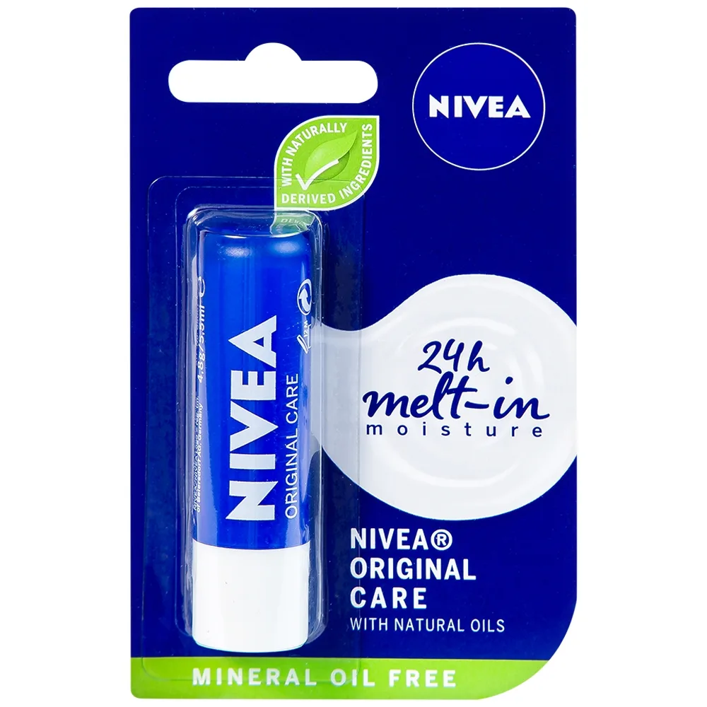 Hình ảnh Son dưỡng ẩm Nivea Original Care dưỡng và duy trì độ ẩm cho môi (4.8g)
