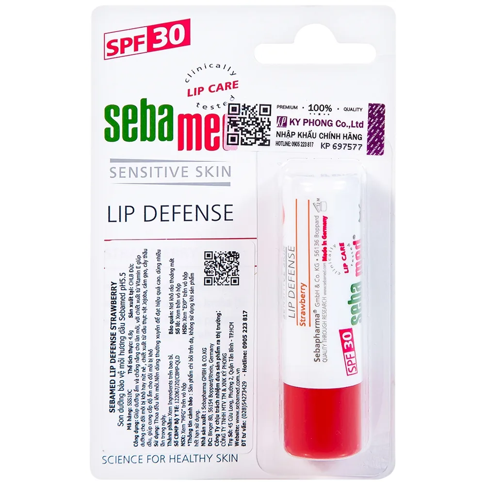 Hình ảnh Son dưỡng bảo vệ môi hương dâu Sebamed Lip Defense (4,8g)