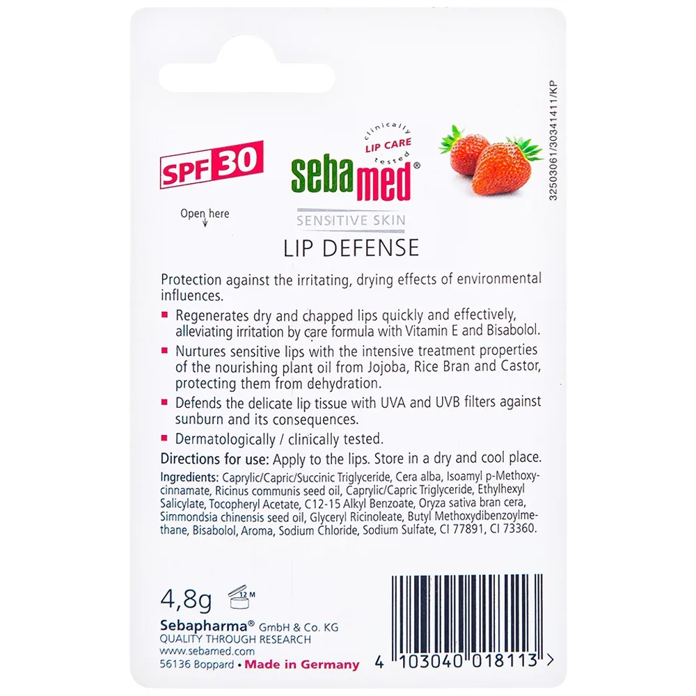 Hình ảnh Son dưỡng bảo vệ môi hương dâu Sebamed Lip Defense (4,8g)