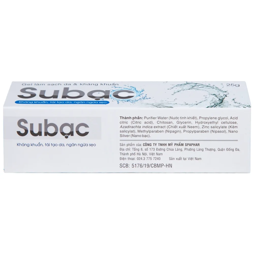 Hình ảnh Gel làm sạch da và kháng khuẩn Subạc Spaphar tái tạo da, ngăn ngừa sẹo (25g)